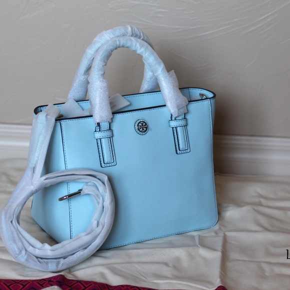 Tory Burch Teal Blue Saffiano Leather Robinson Tote Tory Burch